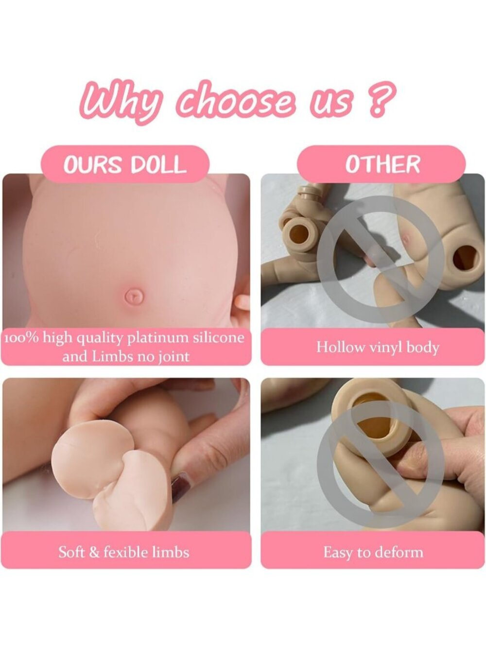 18.5 inch Girl Handmade Face Realistic Silicone Body Reborn Baby Doll For Kids - Picture 5 of 7